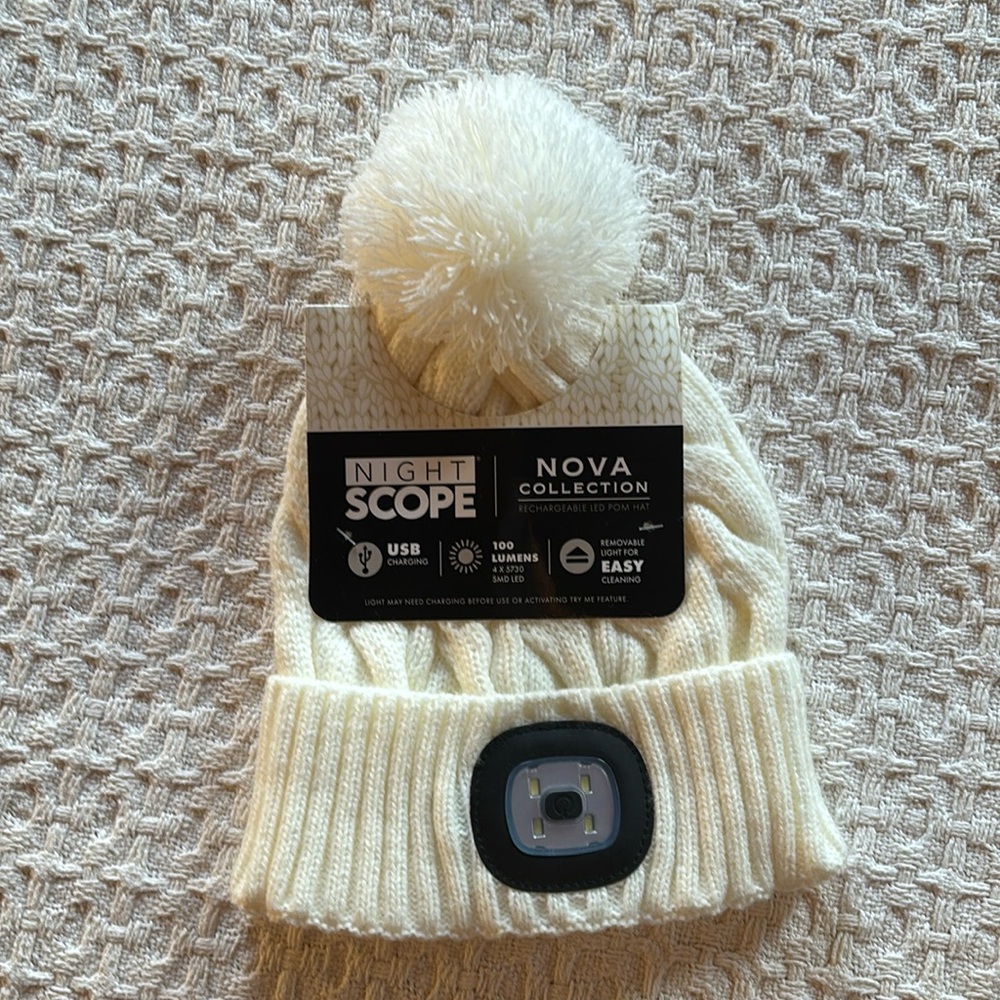 Night Scope Nova collection  rechargeable LED Pom hat.